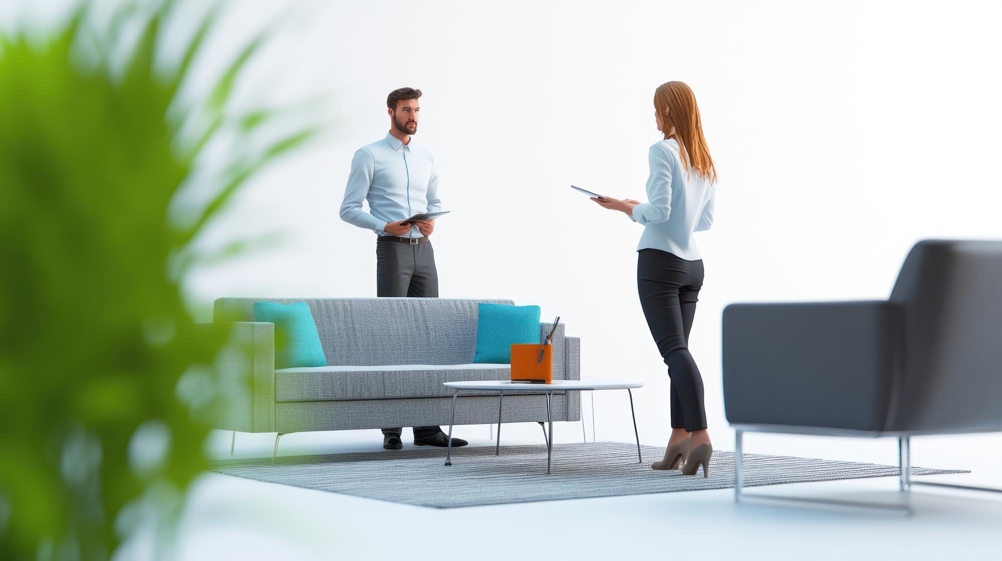 agent meeting client at a bright office desk